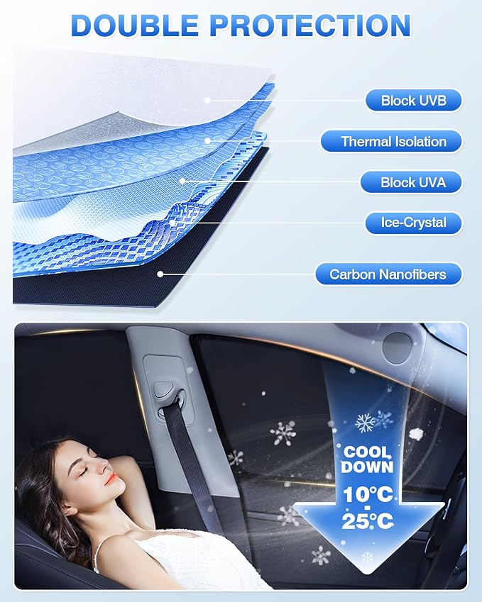 Windshield Sun Shade for 2021-2025 2026 Ford Bronco 4 Door Side Rear Window - Image 4