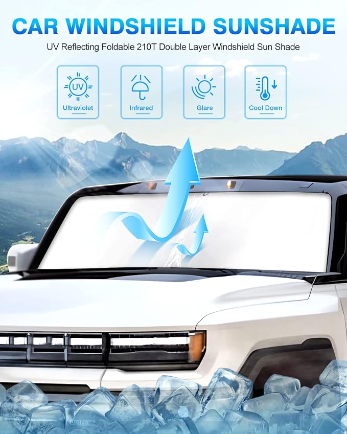 KUST Windshield Sun Shade for GMC Hummer EV 2022-2023 2024 2025 Window Shade - Image 2