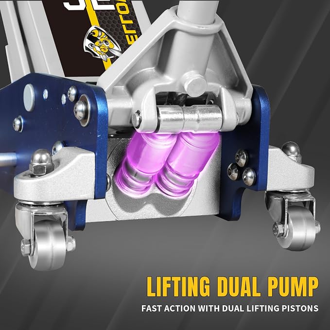 YELLOW JACKET Floor Jack 3 Ton Hydraulic Low Profile Aluminum and Steel Racing - Image 4