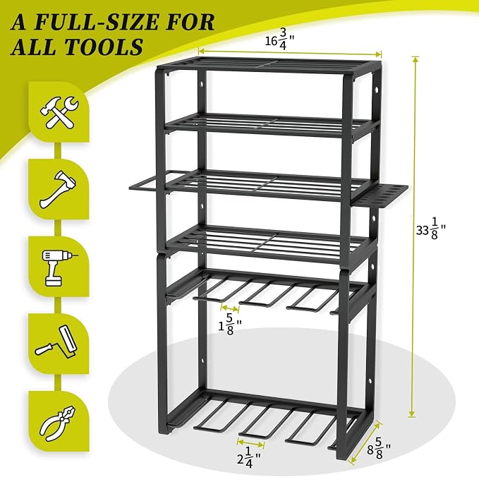 KAFAHOM Power Tool Organizer, 8 Drill Holder Wall Mount, 6 Layer Heavy Duty - Image 6