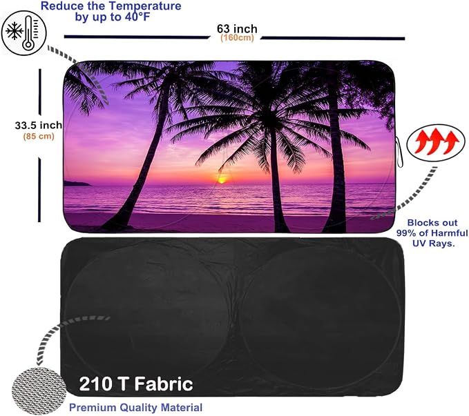 Gven Car Windshield Sun Shade Foldable Cute Sun Windshield Shade - Image 2