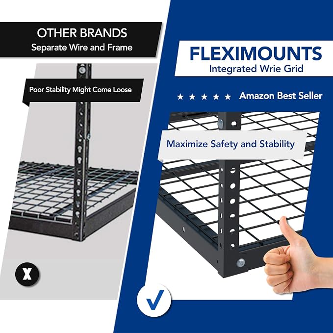 FLEXIMOUNTS 4x6 Overhead Garage Storage Adjustable Ceiling Rack 72" Length x - Image 4