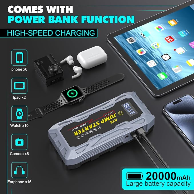 Car Jump Starter Portable 6000A Peak Battery Booster - Image 4