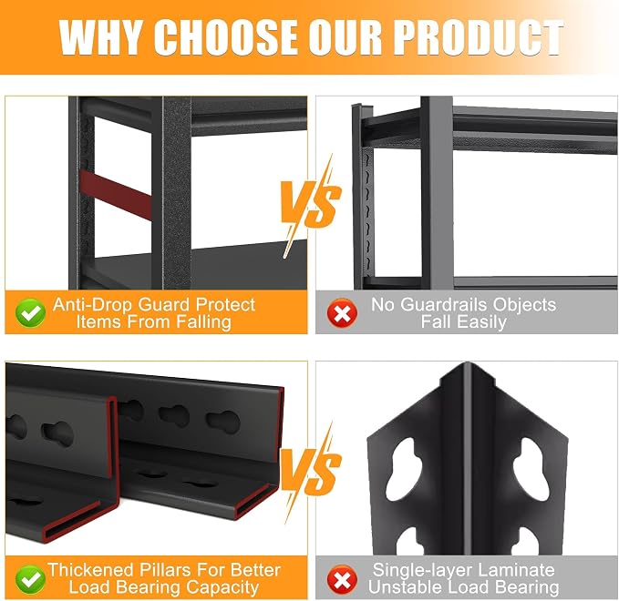 87" H Garage Shelving 3000LBS Capacity Heavy Duty Storage Shelves, Adjustable 5 - Image 5