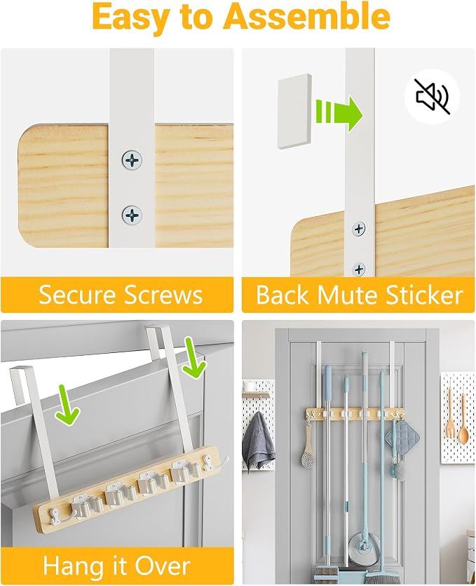 Lorbro Broom Holder Door Mount, Over the Door Broom and Mop Holder - Image 8