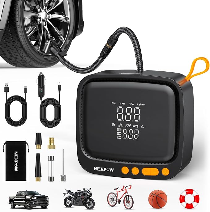 NEXPOW Tire Inflator Portable Air Compressor, 180 PSI Cordless Air Pump by NEXPOW