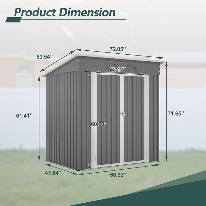 Outdoor Storage Shed, 6X4 FT Metal Garden Shed - Image 2