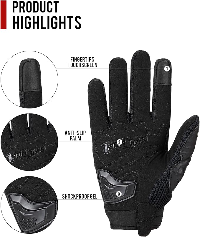 Motorcycle Gloves Touch Screen for Men Women Padding Hard Knuckle Cycling - Image 4
