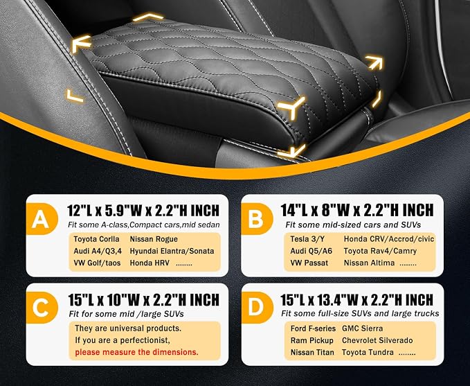 Car Center Console Cover pad PU Leather, Vehicle Arm Rest Cushion Protector - Image 3