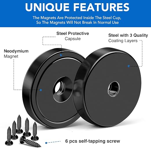 MIKEDE Heavy Duty Magnets with Hole, 150LB Strong Magnets, Rare Earth Magnet - Image 6
