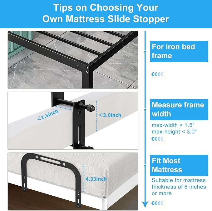 YUOROS Mattress Retainer Bar Keep Mattress Stopper from Sliding Slide Stopper - Image 4