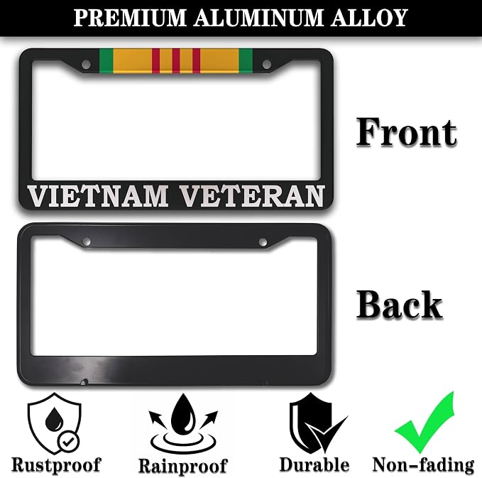 License Plate Cover Black and White License Plate Frames Vietnam Veteran - Image 3