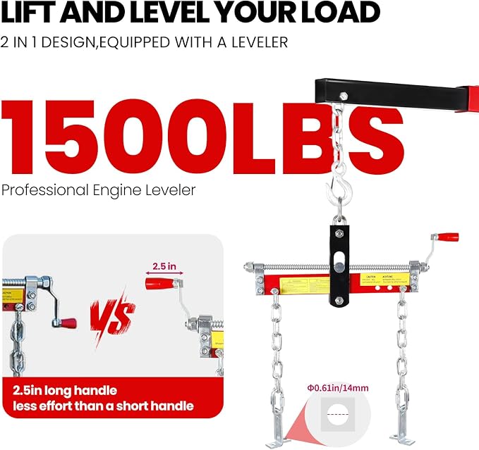 2 Ton Engine Hoist, Folding Hydraulic Cherry Picker Engine Hoist, 60.6x37x56.2 - Image 8