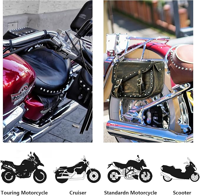 GARGOYLE BELLS Genuine Leather Motorcycle Saddle Bags Motorcycle Luggage Bag - Image 6