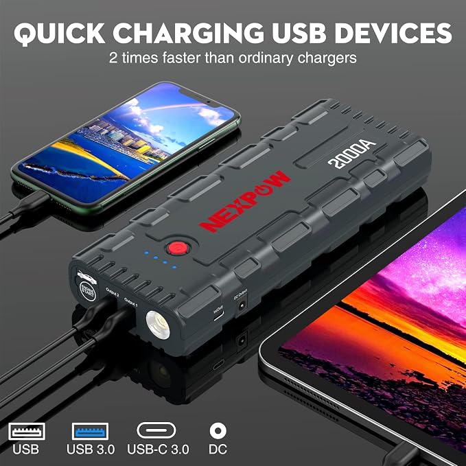 NEXPOW 2000A Peak Car Battery Jump Starter - Image 3