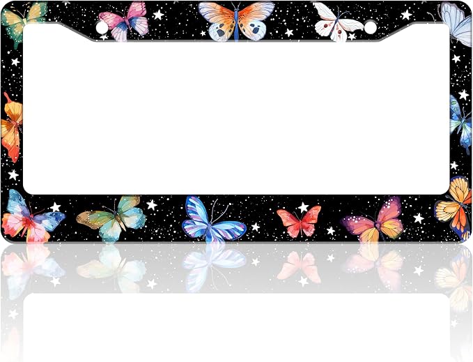 Beautiful Colorful Butterfly License Plate Frame Funny Watercolor License Plate by TINALUIN