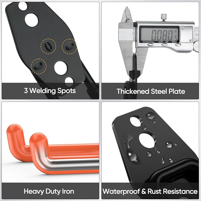 TICONN 2 Pack Heavy Duty Garage Hooks, Steel Utility Wall Storage Hooks - Image 2