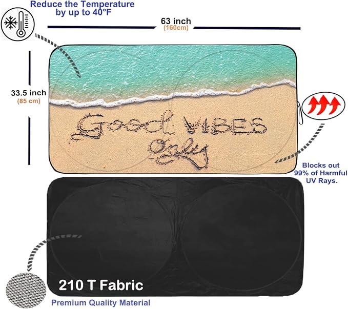 Gven Windshield Sun Shade, Car Front Window Shades Cute Sunshade Windshield - Image 2