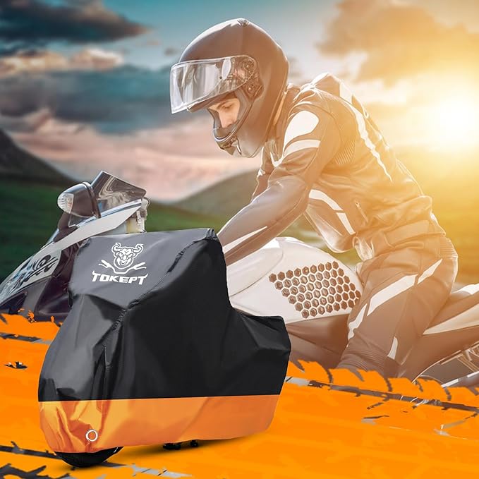 Motorcycle Cover, All-Season Waterproof Outdoor Sun Protection Fit up to 104 - Image 6