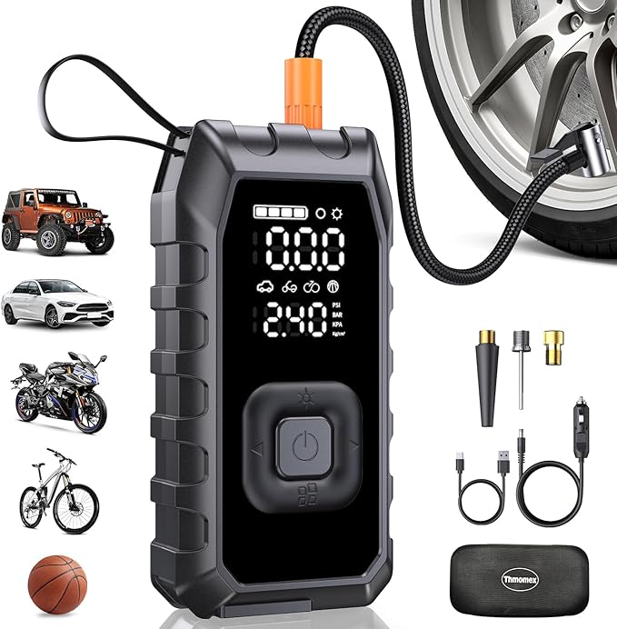Tire Inflator Portable Air Compressor, 2X Faster Inflation Cordless Air by ThmomexHome
