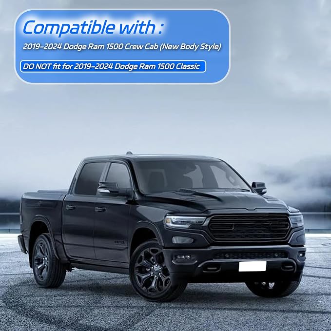 Rain Guards for 2019-2025 Dodge Ram 1500 Crew Cab, Outside Mount Window Visors - Image 2