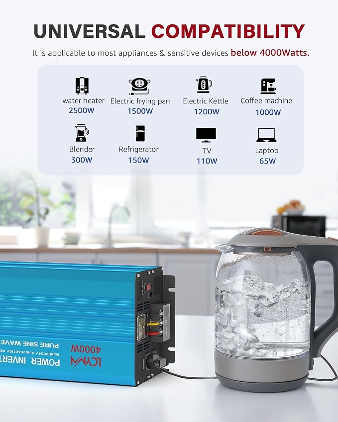 4000 Watt Pure Sine Wave Power Inverter DC 12V to 110/120V AC - Image 6