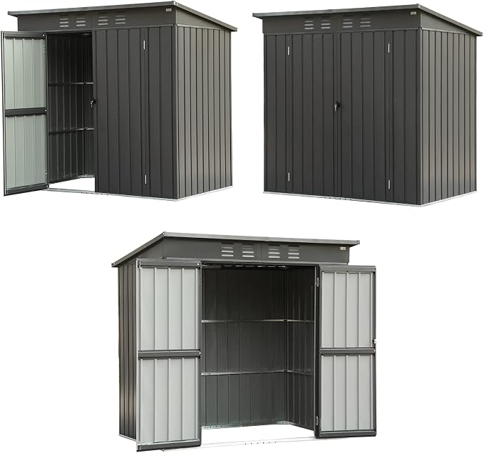 Domi Outdoor Storage Shed 6' x 4', Metal Waterproof Tool Shed Utility Storage - Image 6