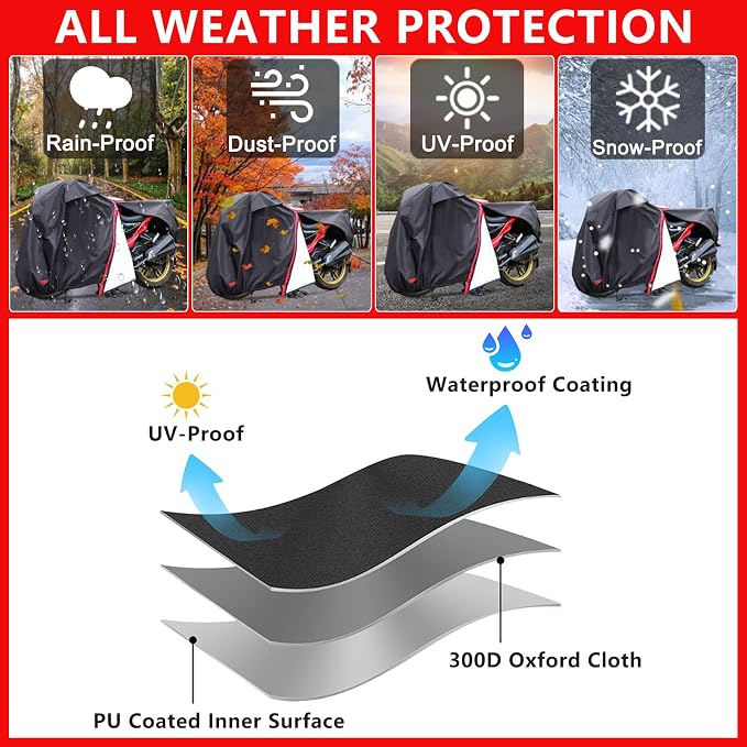 Motorcycle Cover, Waterproof Zipper Outdoor Cover - Image 7