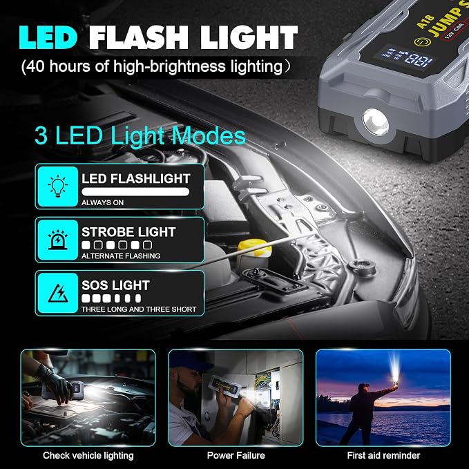 Car Jump Starter Portable 6000A Peak Battery Booster - Image 3