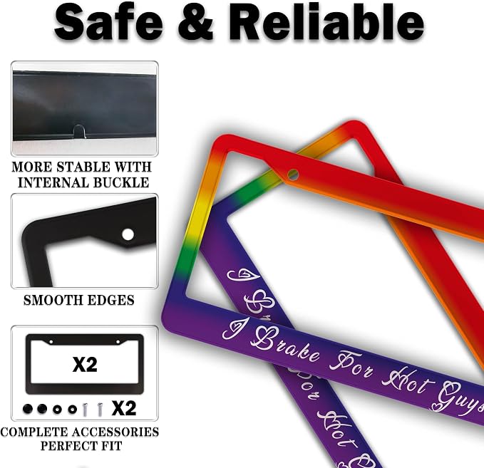 License Plate Frames for Men Rainbow Plate Cover for Car for Women Rainbow Gay - Image 4