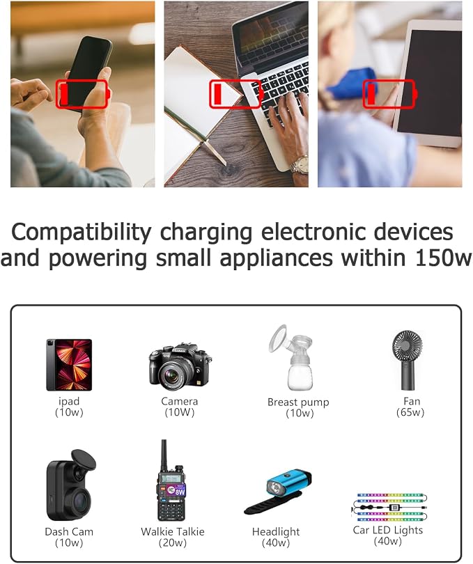 FOVAL 150W Car Power Inverter 12V DC to 110V AC Converter Vehicle Adapter Plug - Image 5