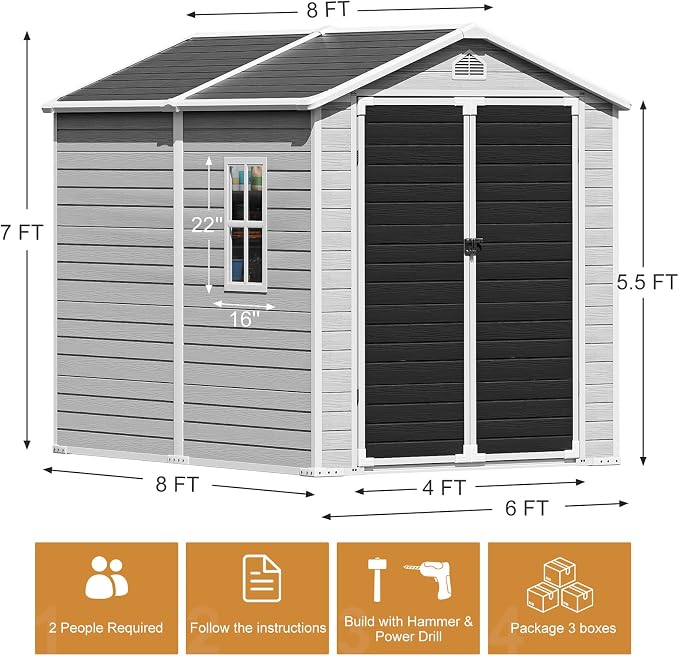 Restland 8x6 FT Resin Storage Shed - Image 2