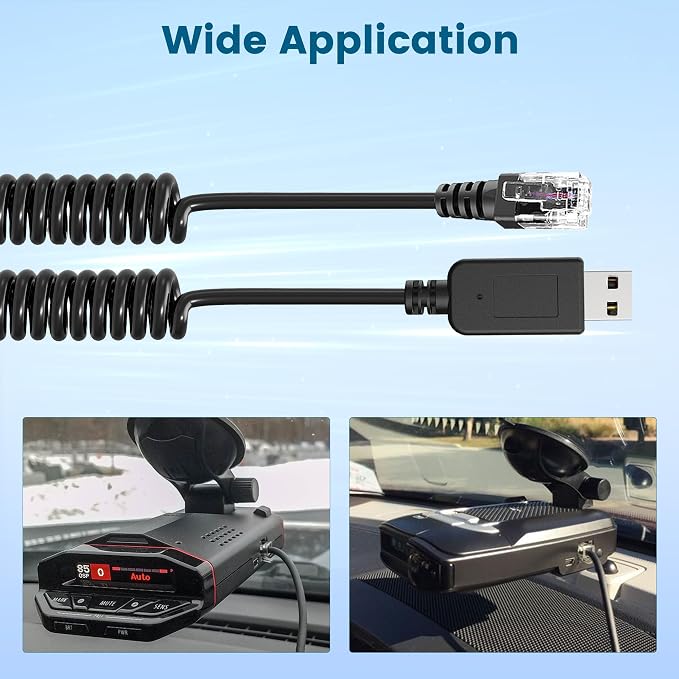 Radar Detector Cable, USB 2.0 to RJ11 Plug Cable 5V-12V Power Cord, Compatible - Image 2