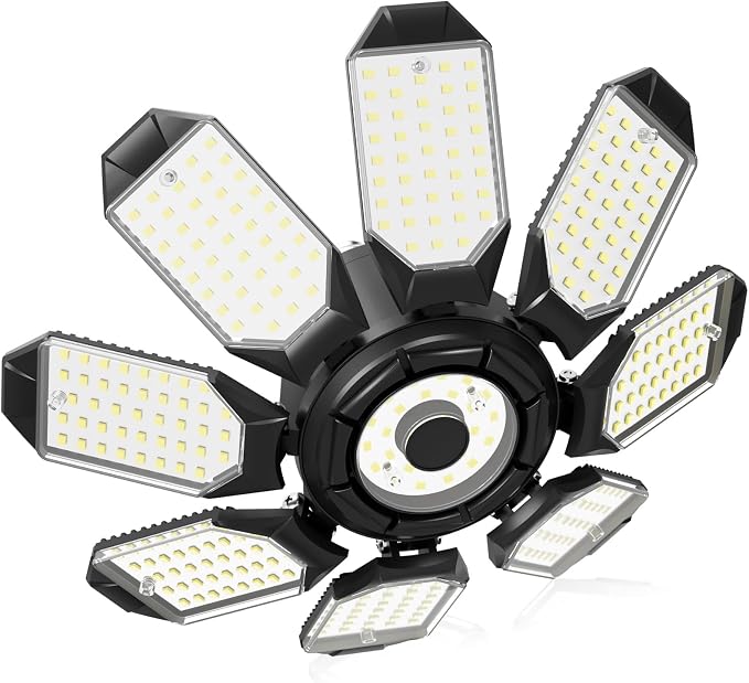 Adiding LED Garage Ceiling Lights 14000Lm w/ 8 Adjustable Panels, Super Bright by Adiding