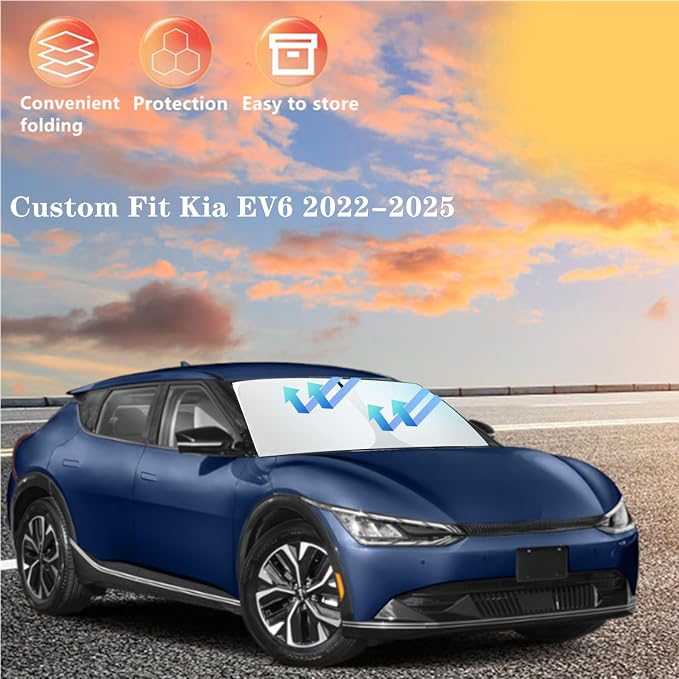 Windshield Sun Shade for Kia EV6 2022 2023 2024 2025 Custom Fit Foldable Front - Image 6