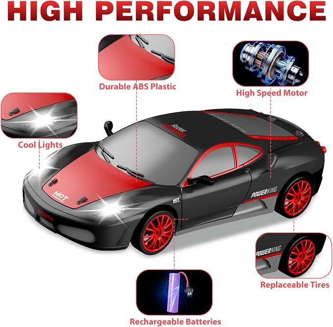 RC Drift Cars, 2.4Ghz 1:24 Remote Control Car 4WD High Speed Drifting RC Car - Image 3