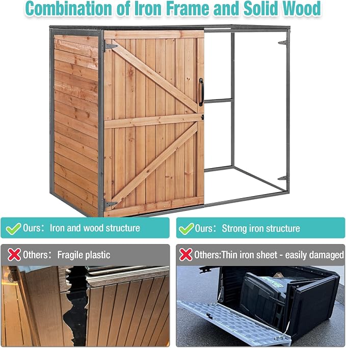 Outdoor Storage Cabinet, Wooden Garden Shed - Image 2