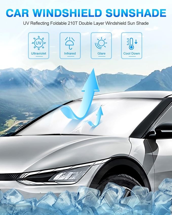 KUST Windshield Sun Shade for Kia EV6 2022 2023 2024 2025 Window Shade Sun - Image 2