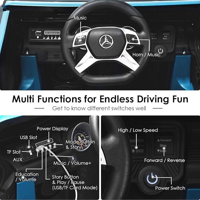 HONEY JOY Ride On Truck, Licensed Mercedes-Benz Maybach G650 Battery Powered - Image 5