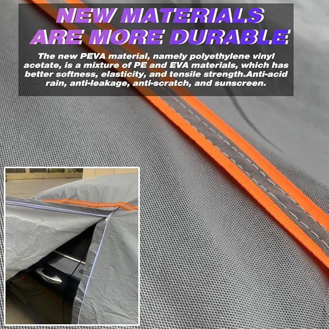 KEYOOG Universal Waterproof Heavy Weight Full Car Covers, Fit Sedan, All Weather - Image 4