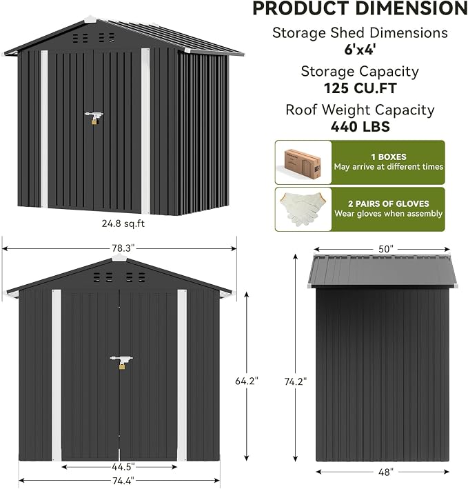 COMHOMA Shed Outdoor Storage Shed Metal, Lockable Doors Tool Sheds - Image 8