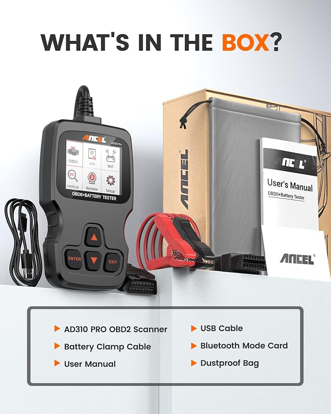 ANCEL AD310 Pro OBD2 Scanner Diagnostic Tool & Car Battery Tester & Bluetooth - Image 9