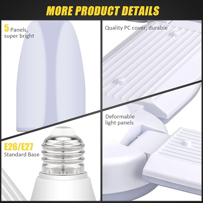 LED Garage Lights 4 Pack, 80W LED Shop Light - Image 6