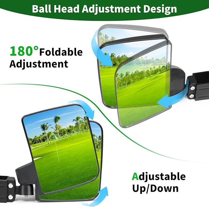 Golf Cart Side Mirrors No Drilling, Universal Folding Rear View Mirror - Image 6