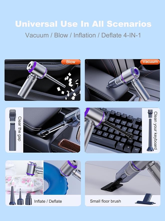 Vacuum/Air Duster 80, 000RPM Super Power Mini Car Vacuum Cleaner 4-in-1 air - Image 5