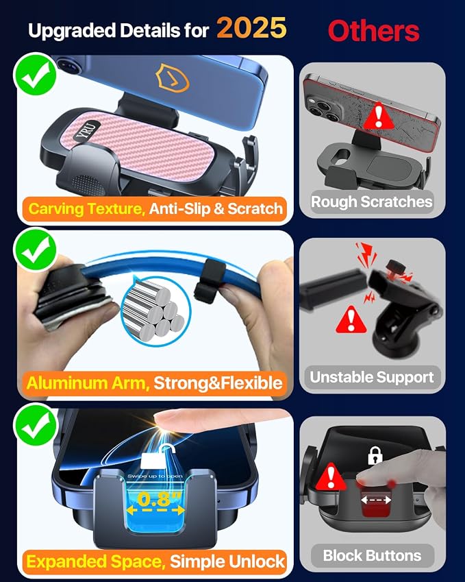 YRU Cell Phone Automobile Cradles Dashboard Windshield Pickup Truck Phone Mount - Image 8