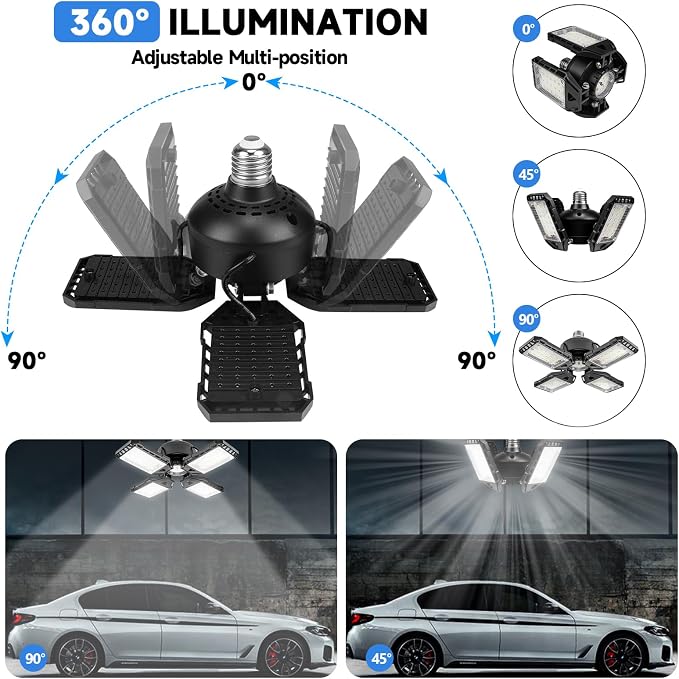 LED Garage Lights 4 Pack -120W, 12000LM 6500K Led Shop Light - Image 2