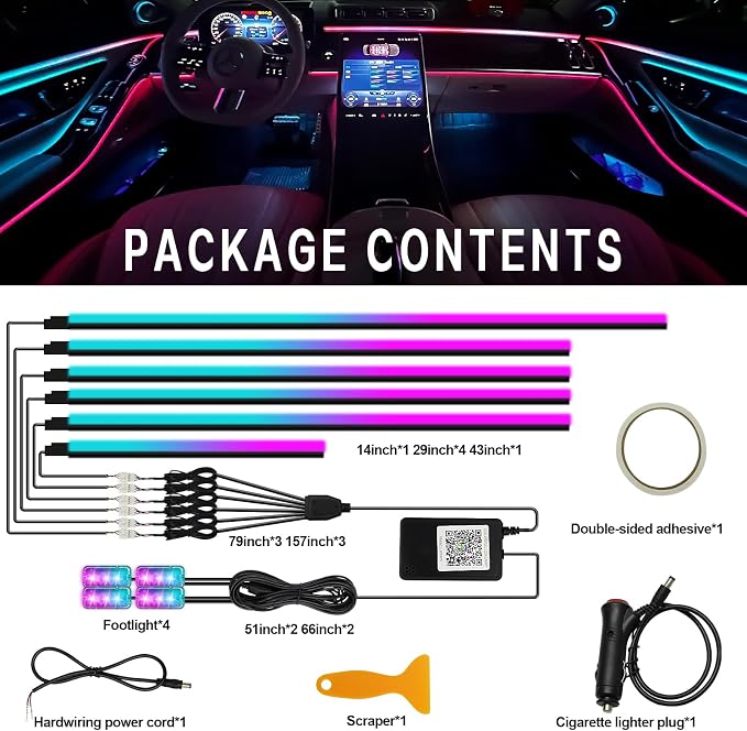 Dreamcolor Interior Car Lights, WEBUPAR Car Accessories 10 in 1 Car LED Strip - Image 5