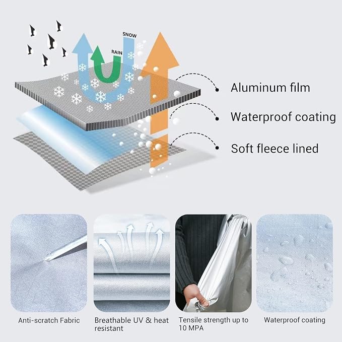 Tecoom Truck Cover Waterproof All Weather, 3 Layers Full Pickup Cover, Fleece - Image 4