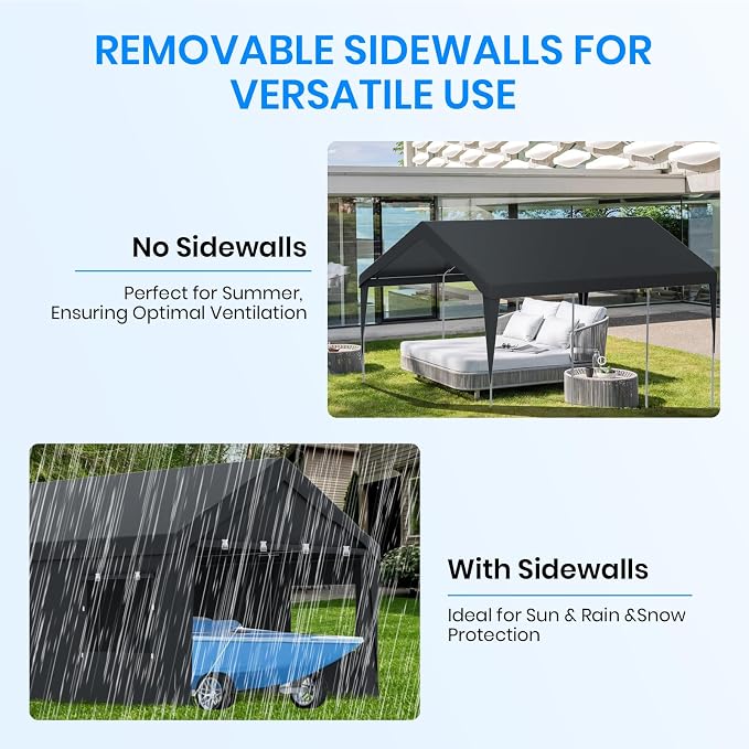 Carport 10x20 FT Heavy Duty, Outdoor Portable Garage - Image 6